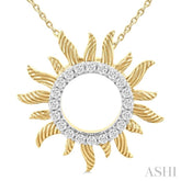 1/4 ctw Textured Sunburst Round Cut Diamond Fashion Pendant With Chain in 10K Yellow Gold